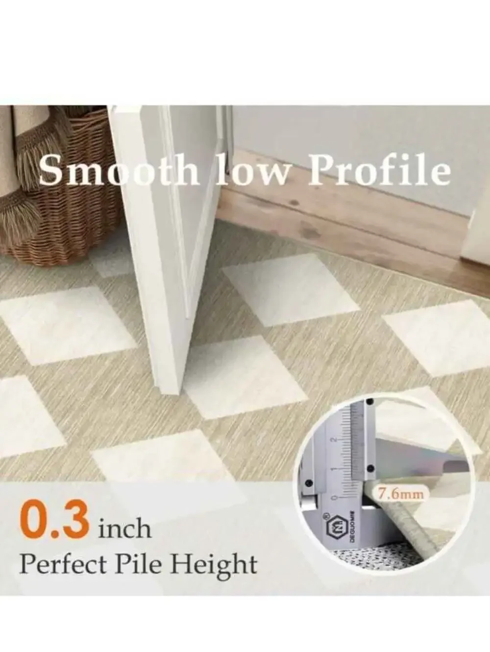 6x9 Checkered Area Rugs Living Room Machine Washable Rug NonSlip Stain Resistant